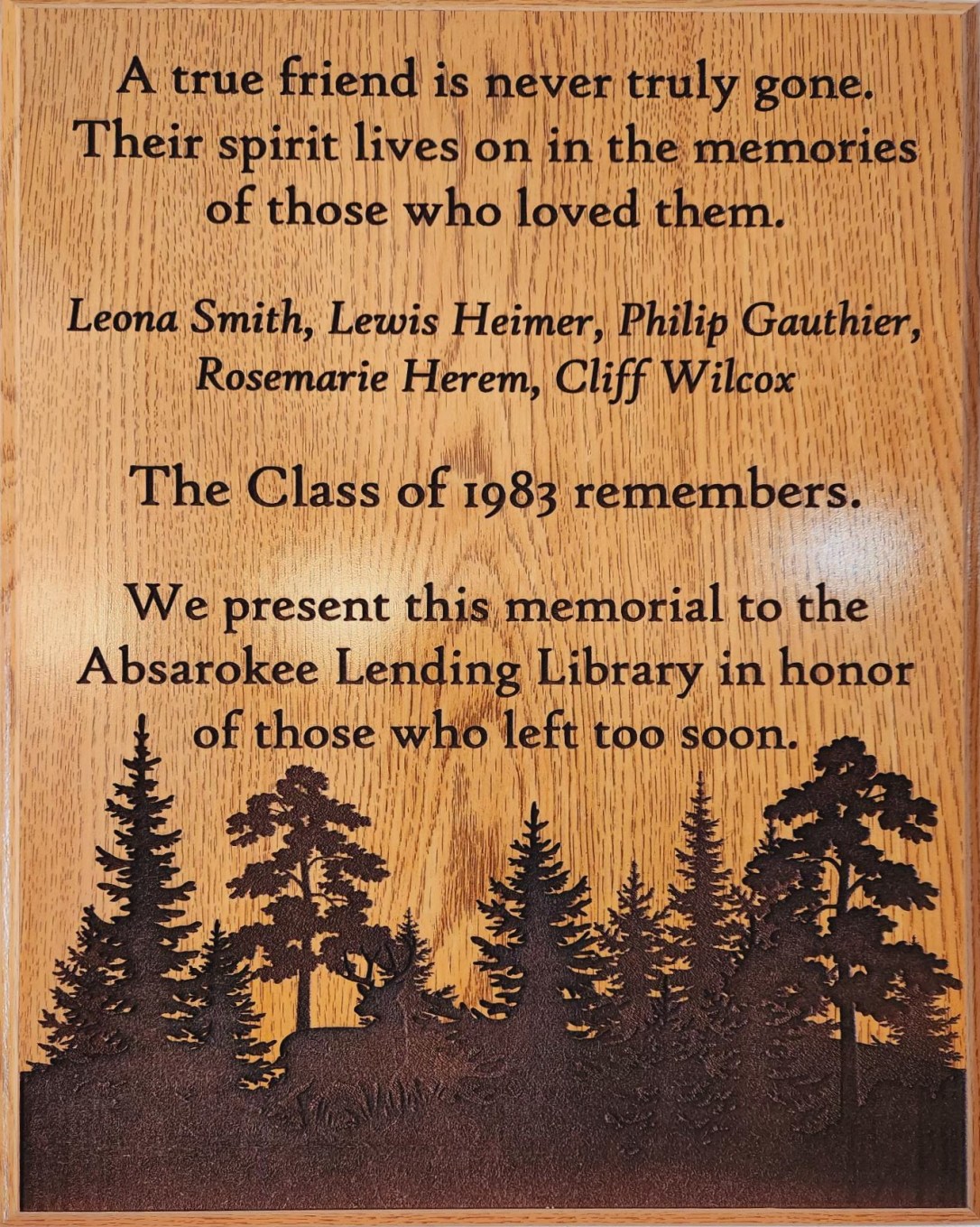Memorial Provided by the Class of&nbsp;1983